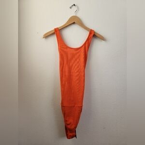 Lulus Women's Bodysuit‎ Top Ribbed Strappy Back Orange Extra Large XL NWT